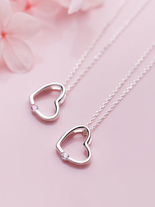 Rosh 925 Sterling Silver With Silver Plated Simplistic Heart Necklaces 0