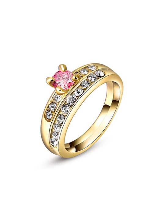 Ronaldo Pink 18K Gold Plated Geometric Ring 0