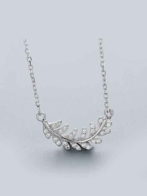 One Silver Fresh Willow Leaf Necklace 0