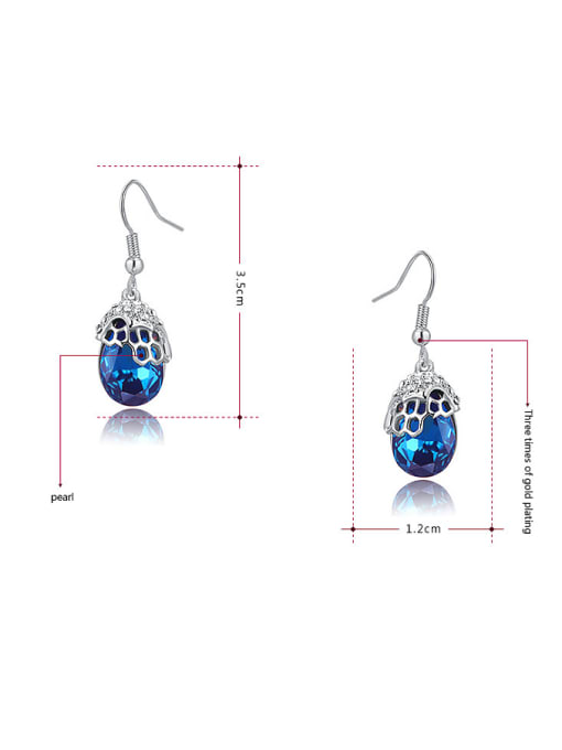 Ronaldo Luxury Blue Water Drop Austria Crystal Two Pieces Jewelry Set 2