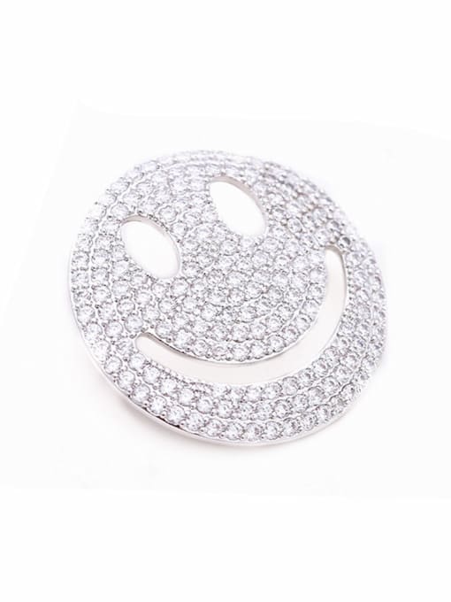 Wei Jia Personalized Cubic Zirconias-covered Smiling Face Copper Brooch 1