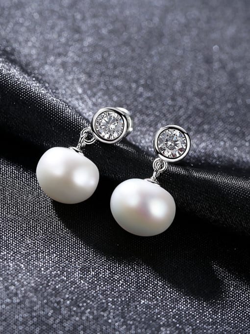 CCUI Pure Silver Natural Freshwater Pearl Stud Earrings 3