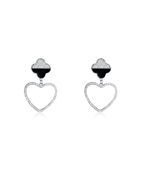 Mo Hai Copper With Platinum Plated Cute Heart Drop Earrings 0
