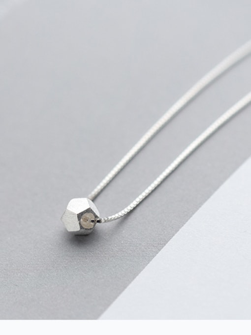 Rosh S925 Silver Necklace Pendant simple geometric polygon wire drawing Necklace Chain D4290 0