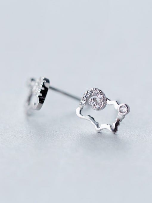 Rosh Lovely Sheep Shaped S925 Silver Rhinestone Stud Earrings 0