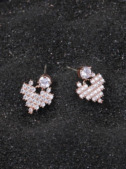 Mo Hai Copper With Cubic Zirconia Personality Triangle Drop Earrings 3