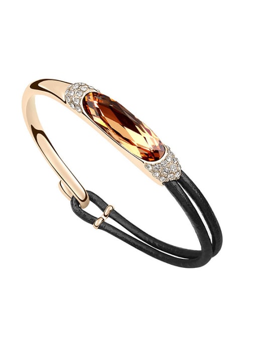 3 Fashion Oval austrian Crystal Alloy Artificial Leather Bracelet