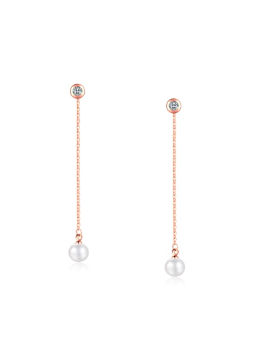 Open Sky Simple Artificial Pearls Titanium Drop Earrings 0