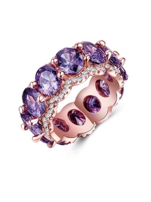 purple Copper With Cubic Zirconia  Luxury Round Band Rings
