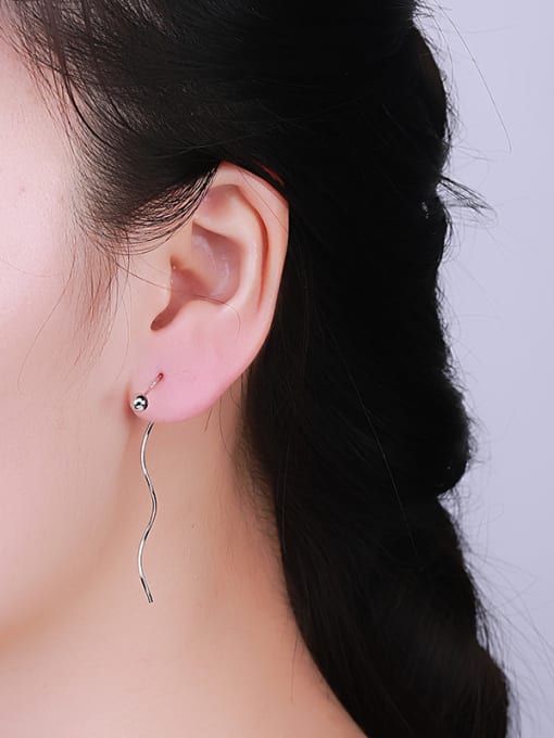 One Silver Women S Shaped Line Earrings 1