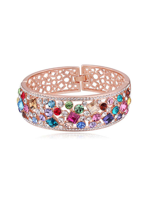 4 Fashion Shiny Colorful austrian Crystals Hollow Alloy Bangle