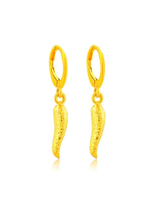 Yi Heng Da Ethnic Style Chili Shaped Gold Plated Drop Earrings