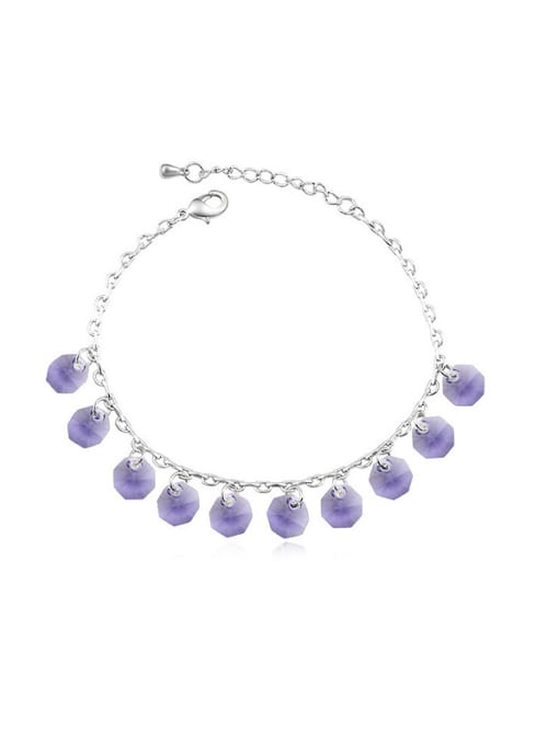 4 Simple Round austrian Crystals Alloy Anklet