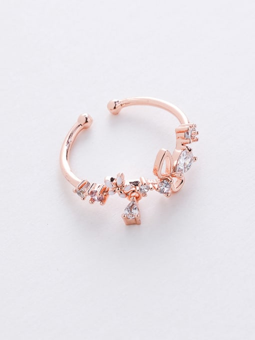 18#12960 Alloy With Rose Gold Plated Simplistic Geometric Free Size Rings