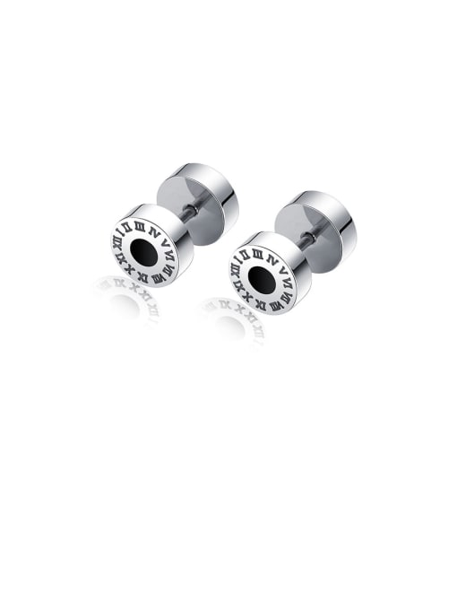Open Sky Stainless Steel With Platinum Plated Punk Monogrammed Stud Earrings