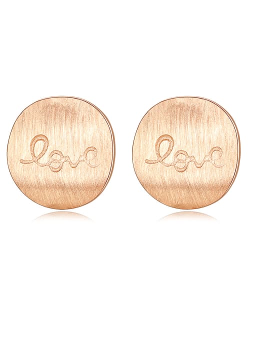 CCUI 925 Sterling Silver With Glossy  Simplistic Round  letters "love"Stud Earrings