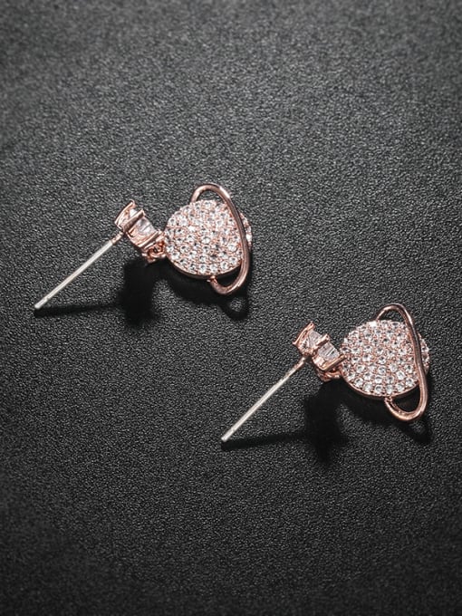 Mo Hai Copper With Cubic Zirconia Simplistic Round Stud Earrings 4