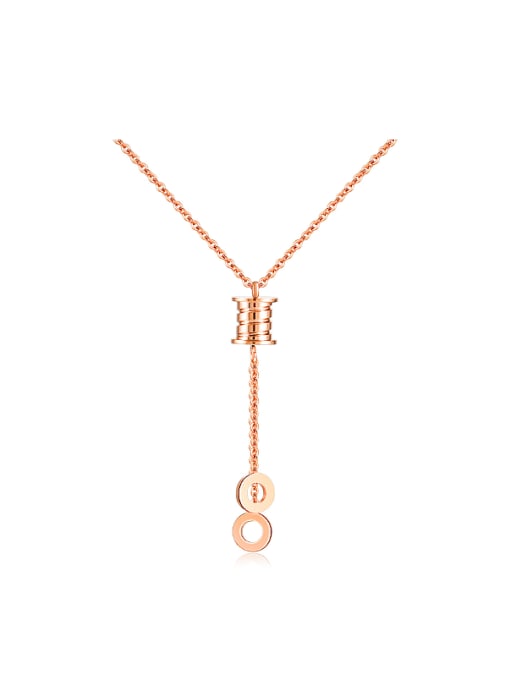 Open Sky Fashion Geometrical Rose Gold Plated Titanium Necklace 0