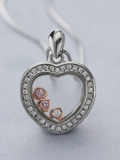 One Silver Platinum Plated Heart Shaped Pendant 2