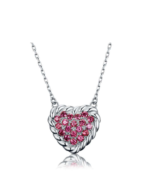 Deli Platinum Plated Gemstones Heart-shaped Pendant