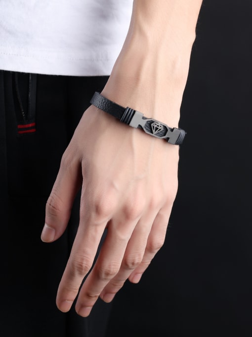 Black Fashion Personalized Artificial Leather Band Bracelet