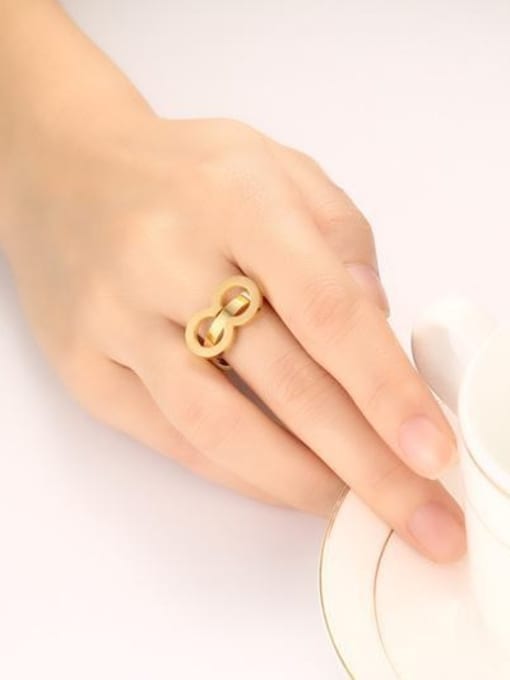 CONG Exquisite Gold Plated Number Eight Shaped Titanium Ring 1