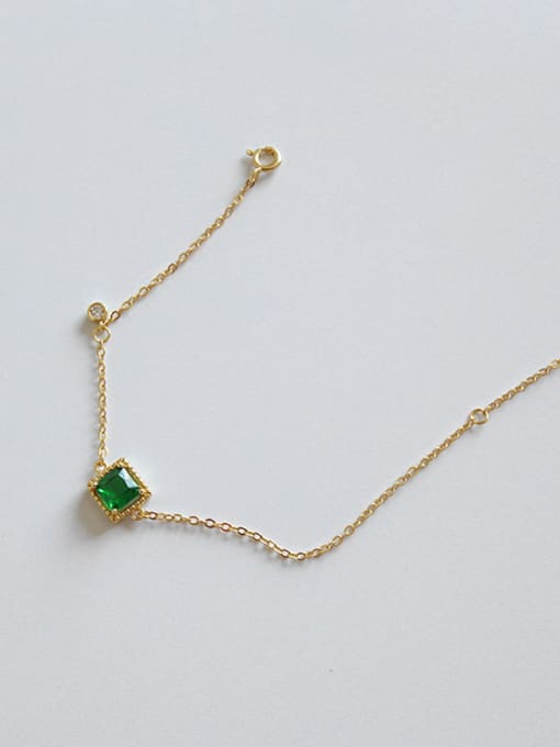 DAKA Sterling Silver Handmade geometric square emerald zircons Bracelet 2
