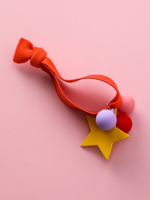 B red Rubber band  With Simple colored ball head Hair accessories