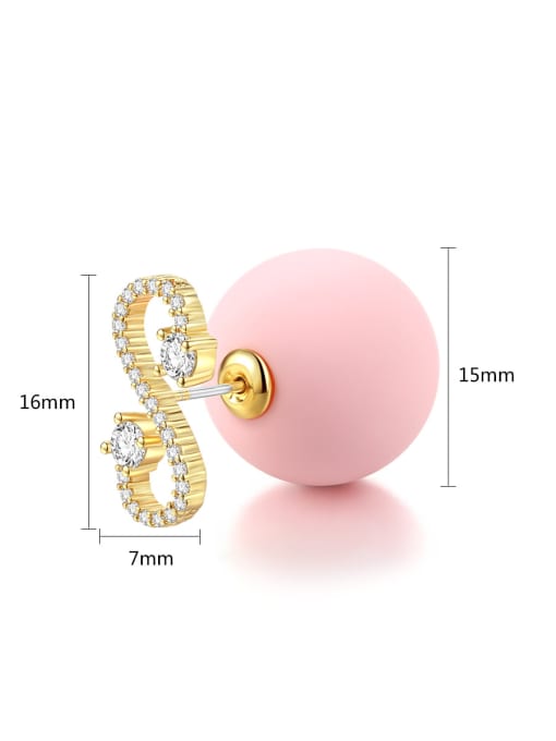 BLING SU Copper With 18k Gold Plated Trendy Ball Stud Earrings 3