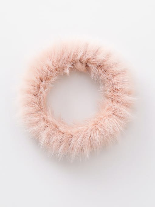 A pink Simple personality colored plush hair ring
