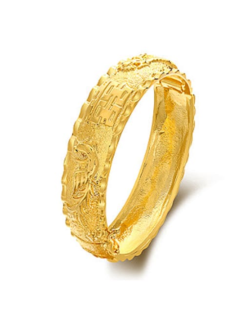 XP Copper Alloy 24K Gold Plated Ethnic style Dragon-phoenix Stamp Bangle