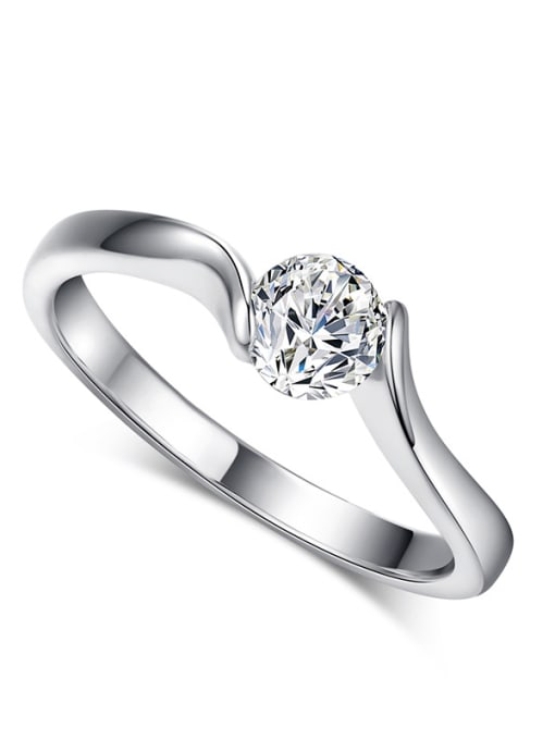 ZK Classical Simple Single Line Ring with Zircon 1