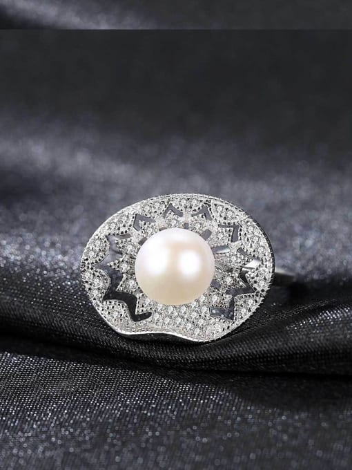 CCUI Sterling Silver with natural pearl free size ring 2