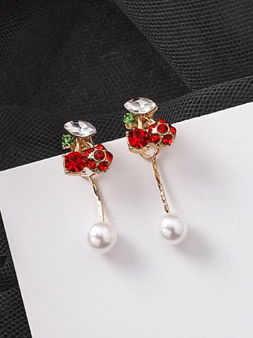B Red (cherry) Alloy With Cubic Zirconia  Fashion Friut Grape Drop Earrings