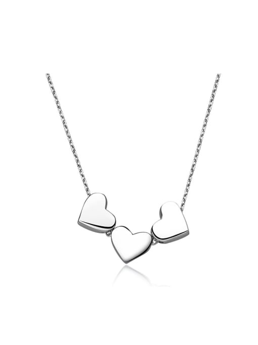 One Silver Three Heart Necklace
