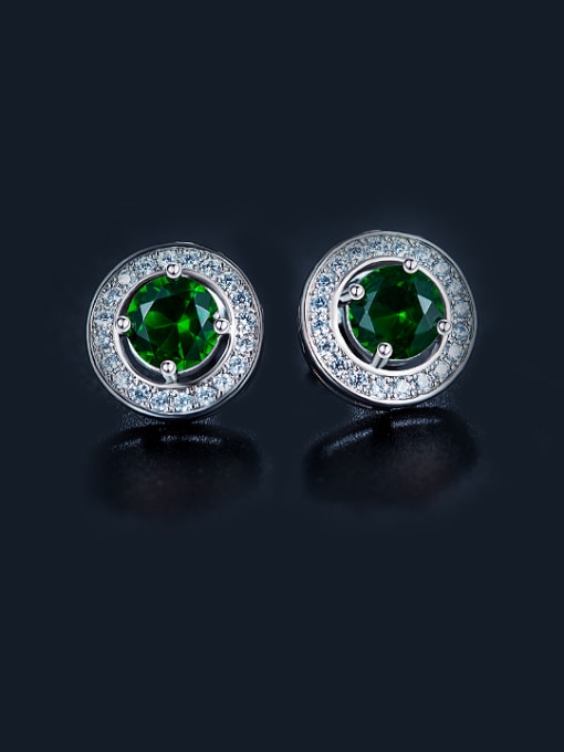 Green 2018 Round-shaped Zircon stud Earring