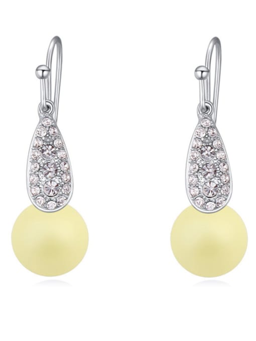 yellow Personalized Imitation Pearls Tiny Crystals Alloy Earrings