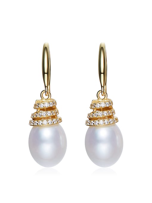 CEIDAI Elegant Freshwater Pearl Cubic Zirconias 925 Silver Earrings 0