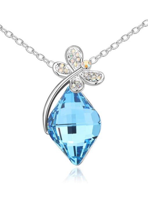 blue Exquisite Rhombus austrian Crystal Shiny Dragonfly Alloy Necklace
