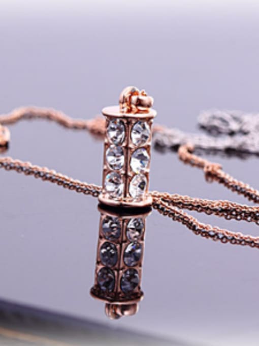 OUXI Fashion Cylinder Zircon Women Necklace 2