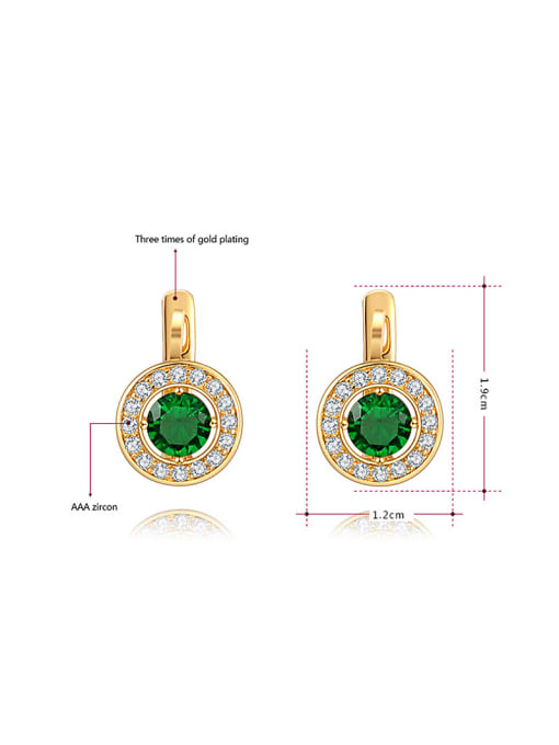 Ronaldo Green 18K Gold Plated AAA Zircon Round Three Pieces Jewelry Set 2