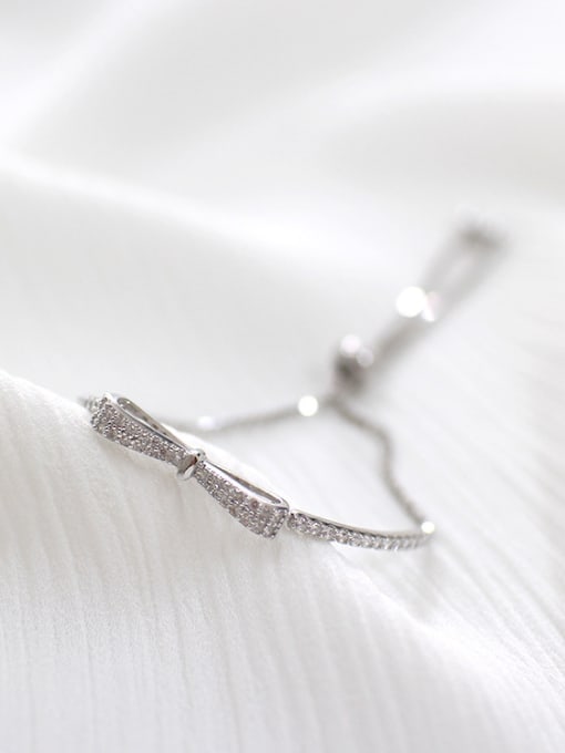 DAKA Fashion Little Bowknot Cubic Zirconias Silver Adjustable Bracelet 2