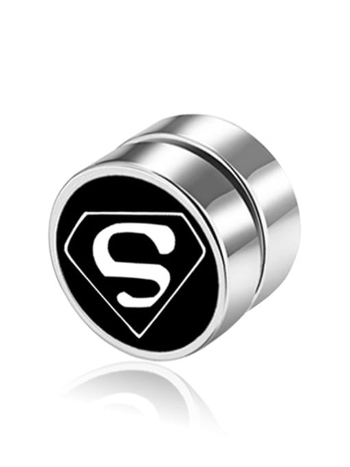 Superman black face Stainless Steel With Simplistic Round Stud Earrings