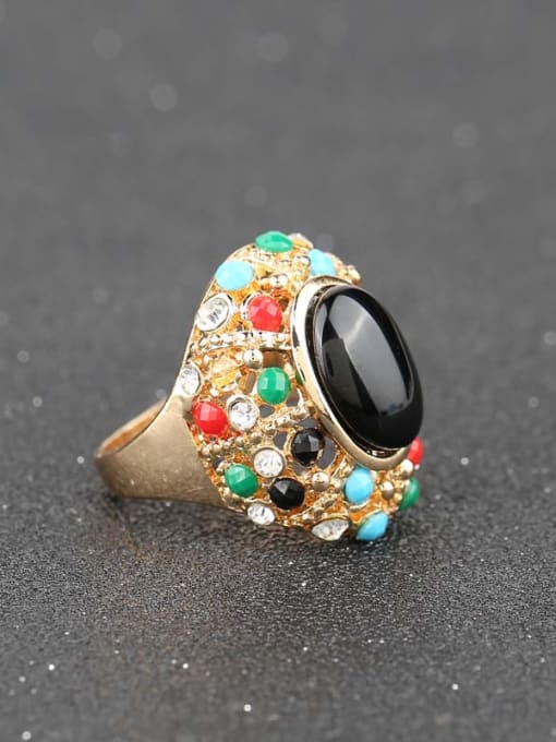 Gujin Personalized Colorful Resin stones Gold Plated Alloy Ring 2