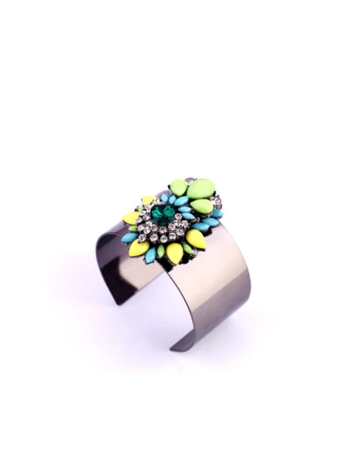 KM Colorful Flower Alloy Opening Bangle 0