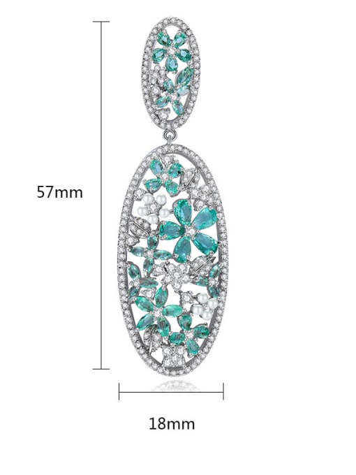 BLING SU Copper With Gun Plated Luxury Flower Chandelier Earrings 4