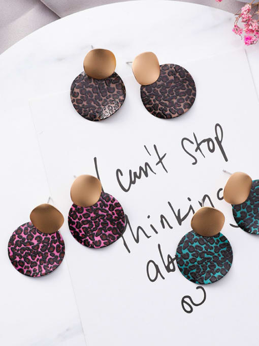 Girlhood Alloy With Gold Plated Fashion Round Leopard  Stud Earrings 2