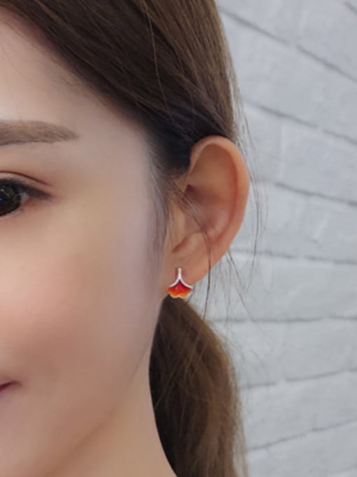 Peng Yuan Tiny Gingko Leaf Silver Stud Earrings 1