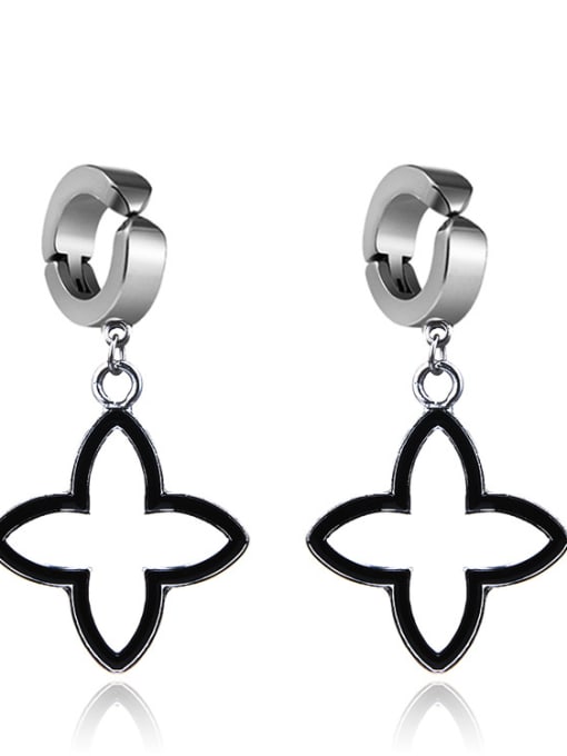 Clover Stainless Steel With Classic Heart Stud Earrings