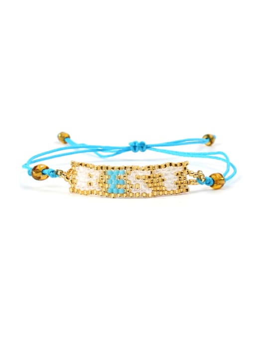 B6032-B Handmade Woven Glass Beads Fashion Bracelet